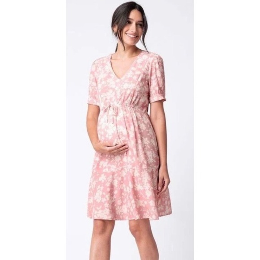 NWT Seraphine Raquelle Pink Floral Maternity Nursing Dress US 8